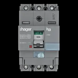 HAGER 63 AMP 18kA TRIPLE POLE MCCB 313063 HDA063U X160