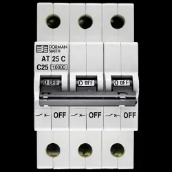 DORMAN SMITH 25 AMP CURVE C 10kA TRIPLE POLE MCB CIRCUIT BREAKER 400V AT25C
