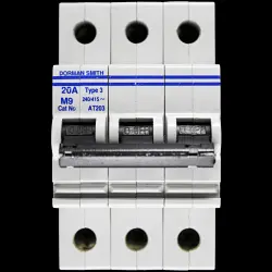 DORMAN SMITH 20 AMP TYPE 3 M9 TRIPLE POLE MCB CIRCUIT BREAKER AT203