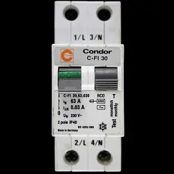 CONDOR 63 RCD DOUBLE POLE 30mA TYPE AC C-FI 30.63.030