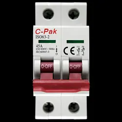 C-PAK 45 MAIN SWITCH DISCONNECTOR DOUBLE POLE ISO63-2