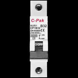 C-PAK 32 AMP CURVE B 6kA MCB CIRCUIT BREAKER AUB1 CP1B32