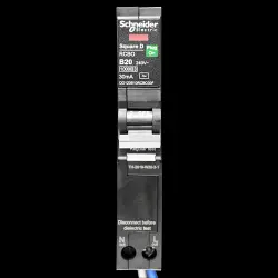 SCHNEIDER 20 AMP CURVE B 10kA 30mA RCBO TYPE AC QO120B10RCBO30F QOVS