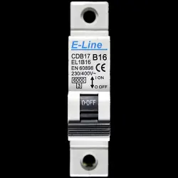 E-LINE 16 AMP CURVE B 6kA MCB CIRCUIT BREAKER CDB17 EL1B16