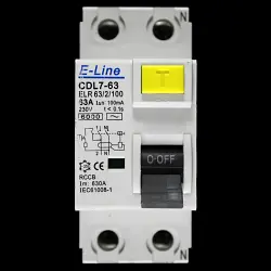 E-LINE 63 RCCB DOUBLE POLE 100mA TYPE AC CDL7-63 ELR 63/2/100
