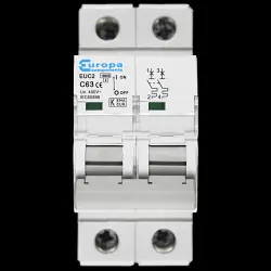 EUROPA 63 AMP CURVE C 10kA DOUBLE POLE MCB CIRCUIT BREAKER EUC2