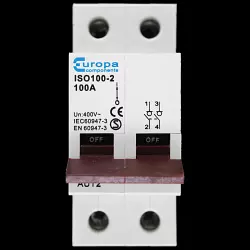 EUROPA 100 AMP DOUBLE POLE MAIN SWITCH DISCONNECTOR ISO100-2 AUT2