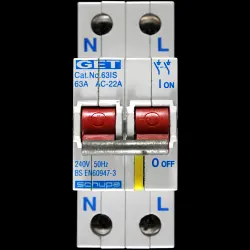 GET 63 DOUBLE POLE MAIN SWITCH DISCONNECTOR 63IS SCHUPA AC-22A