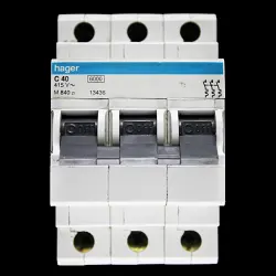 HAGER 40 AMP CURVE C 6kA TRIPLE POLE MCB CIRCUIT BREAKER M840 Z1 13436