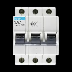 HAGER 32 AMP CURVE G 6kA TRIPLE POLE MCB CIRCUIT BREAKER X8432