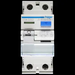 HAGER 25 AMP 30mA DOUBLE POLE RCD TYPE A CDA225D 161003