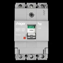 HAGER 100 AMP 18kA TRIPLE POLE MCCB HDA100Z X160 313612
