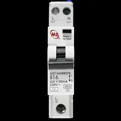 M2 16 AMP CURVE B 6kA 30mA RCBO TYPE A M216MBRSPK
