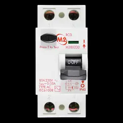 M2 80 AMP 30mA DOUBLE POLE RCD TYPE AC M280230