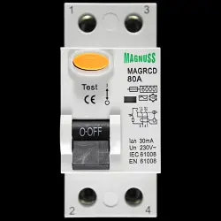 MAGNUSS 80 RCD DOUBLE POLE 30mA TYPE AC MAGRCD