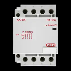 MEM 63 AMP FOUR POLE NO CONTACTOR 240V AC COIL AA634