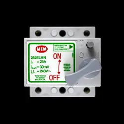 MEM 25 AMP 30mA DOUBLE POLE RCCB RCD 252ELHN