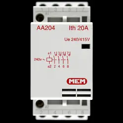 MEM 20 AMP FOUR POLE NO CONTACTOR 240V AC COIL AA204