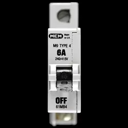 MEM 6 AMP TYPE 4 M9 MCB CIRCUIT BREAKER 61MB4