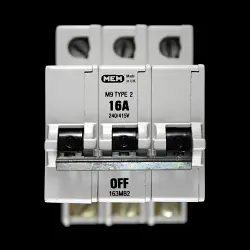 MEM 16 AMP TYPE 2 M9 TRIPLE POLE MCB CIRCUIT BREAKER 163MB2 GREY