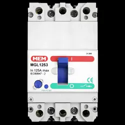 MEM 125 AMP 16kA TRIPLE POLE MCCB MGL1253