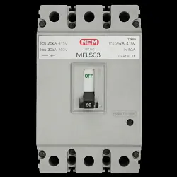 MEM 50 AMP 25kA TRIPLE POLE MCCB MFL503