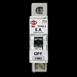 MEM 6 AMP TYPE 3 M9 MCB CIRCUIT BREAKER 61MB3