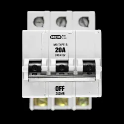 MEM 20 AMP CURVE B M9 TRIPLE POLE MCB CIRCUIT BREAKER 203MB GREY
