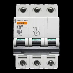 MERLIN GERIN 32 AMP CURVE C 10kA TRIPLE POLE MCB CIRCUIT BREAKER C60H 25003
