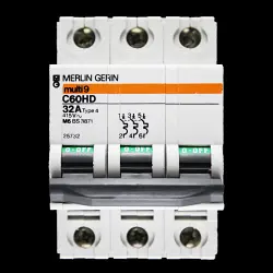 MERLIN GERIN 32 AMP TYPE 4 M6 TRIPLE POLE MCB CIRCUIT BREAKER C60HD 25732 MULTI9