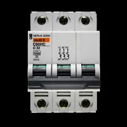 MERLIN GERIN 32 AMP CURVE C 10kA TRIPLE POLE MCB CIRCUIT BREAKER C60HC 25676