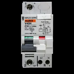 MERLIN GERIN 16 AMP CURVE C 10kA 30mA DOUBLE POLE RCBO TYPE AC V40H 26895