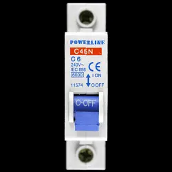 POWERLINE 6 AMP CURVE C 6kA MCB CIRCUIT BREAKER C45N 11574