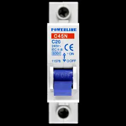 POWERLINE 20 AMP CURVE C 6kA MCB CIRCUIT BREAKER C45N 11578