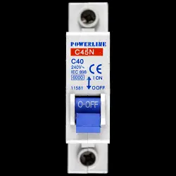 POWERLINE 40 AMP CURVE C 6kA MCB CIRCUIT BREAKER C45N 11581