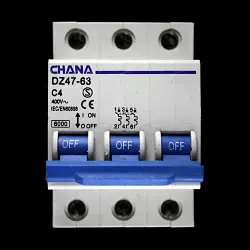 CHANA 4 AMP CURVE C 6kA TRIPLE POLE MCB CIRCUIT BREAKER DZ47-63