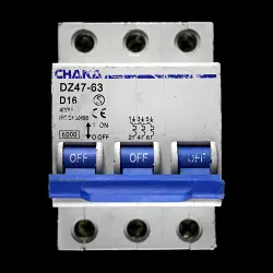 CHANA 16 AMP CURVE D 6kA TRIPLE POLE MCB CIRCUIT BREAKER DZ47-63