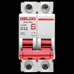 DELIXI 32 AMP CURVE D 6kA DOUBLE POLE MCB CIRCUIT BREAKER CDB6i