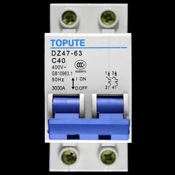 TOPUTE C 40 MCB DOUBLE POLE 3kA CIRCUIT BREAKER DZ47-63