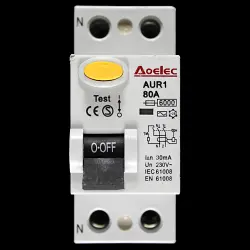 AOELEC 80 RCD DOUBLE POLE 30mA TYPE AC AUR1