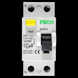 PG 80 RCCB DOUBLE POLE 30mA TYPE AC AUR3 PHASE GUARD