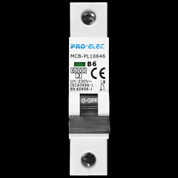 PRO-ELEC 6 AMP CURVE B 6kA MCB CIRCUIT BREAKER PL10646