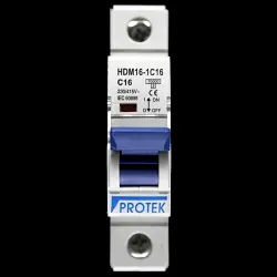 PROTEK 16 AMP CURVE C 10kA MCB CIRCUIT BREAKER HDM16-1C16