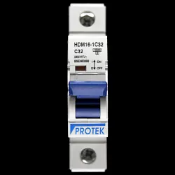 PROTEK 32 AMP CURVE C 10kA MCB CIRCUIT BREAKER HDM16-1C32