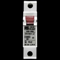 RS 20 AMP 10kA MCB CIRCUIT BREAKER FAZ NR28-L20A 335 895