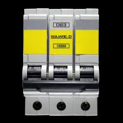 SQUARE D 63 AMP CURVE D 10kA TRIPLE POLE MCB CIRCUIT BREAKER QOE QO363ED10 10000