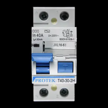 PROTEK 40 AMP 30mA DOUBLE POLE RCD TYPE AC T40-30-2H JVL16-63