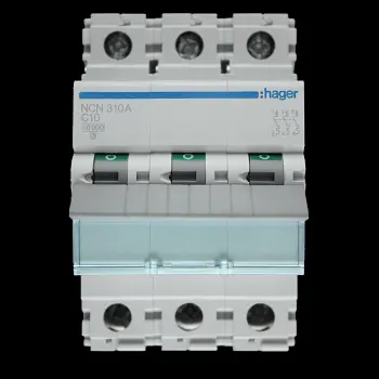 HAGER 10 AMP CURVE C 10kA TRIPLE POLE MCB CIRCUIT BREAKER NCN310A 461580