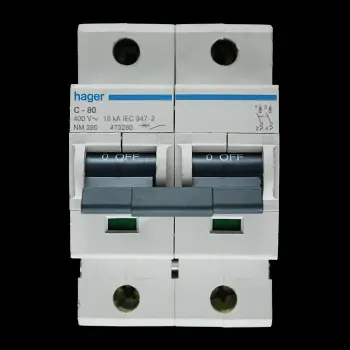 HAGER 80 AMP CURVE C 10kA DOUBLE POLE MCB CIRCUIT BREAKER NM280 473280