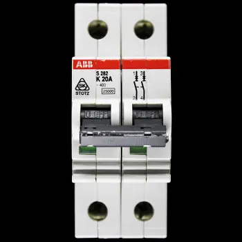 ABB 20 AMP CURVE K 25kA DOUBLE POLE MCB CIRCUIT BREAKER STOTZ S282